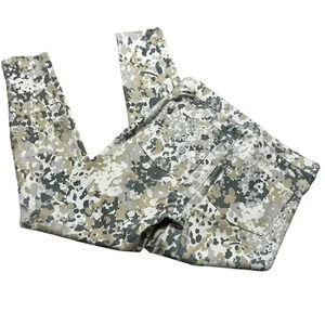 Spanx Jean-Ish Leggings Women Large White Multicolor Floral Pants Tummy Shaping